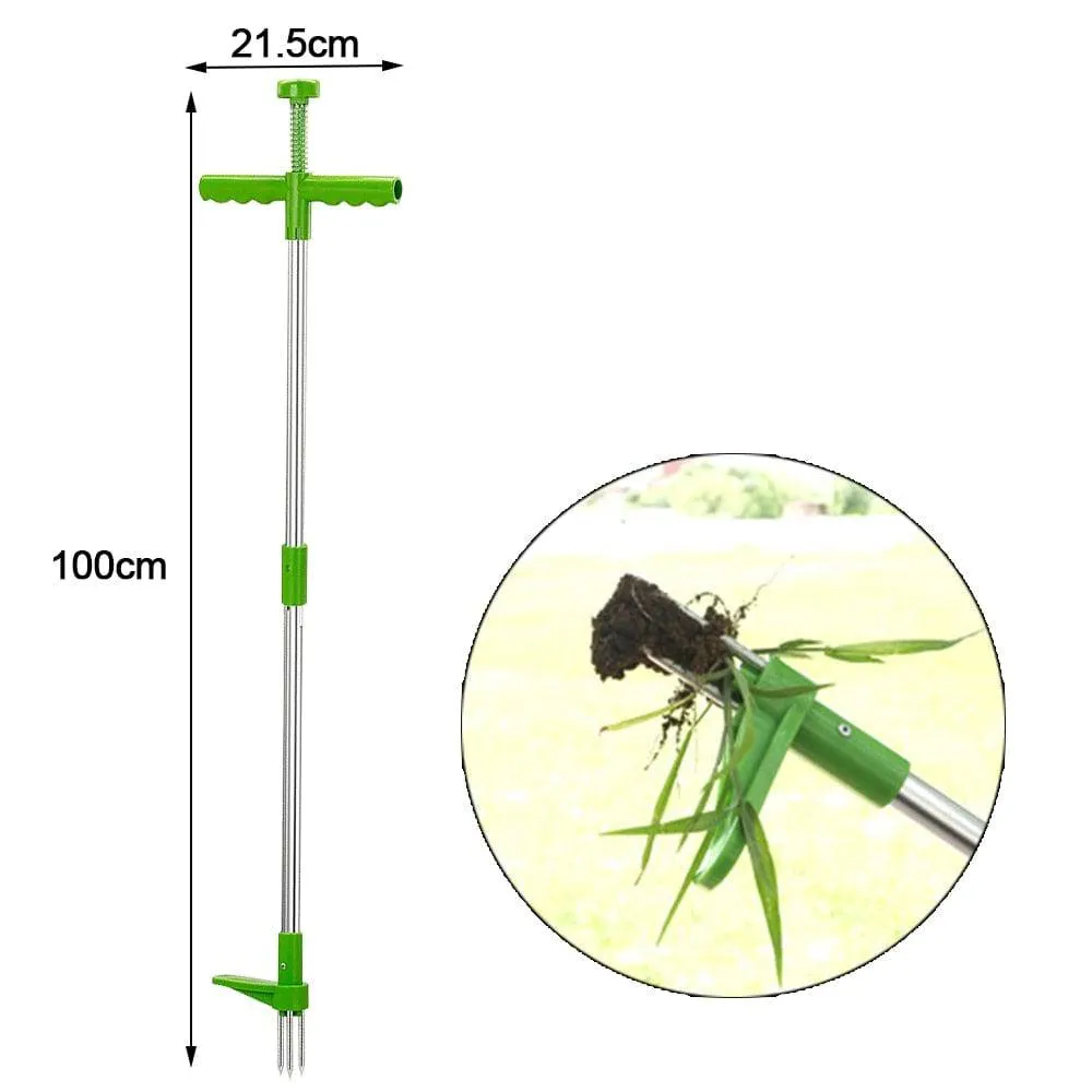 Root Remover Outdoor Weeder Portable Manual Garden Lawn Long Handled Aluminum Stand Up Weed Puller Lightweight with Foot Pedal