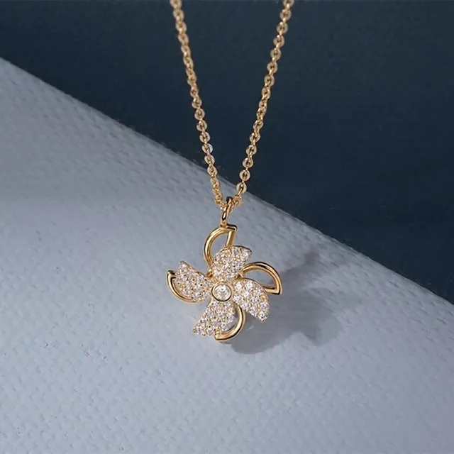 Rotatable Windmill Pendant Necklace