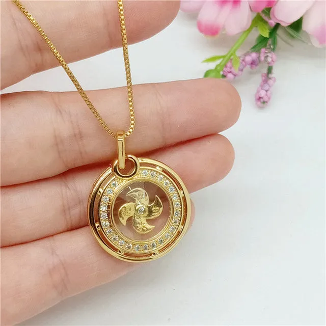 Rotatable Windmill Pendant Necklace