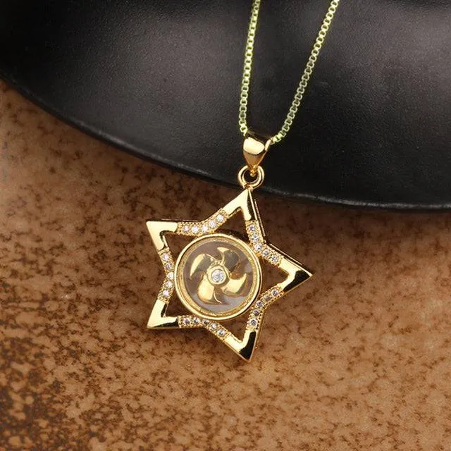Rotatable Windmill Pendant Necklace