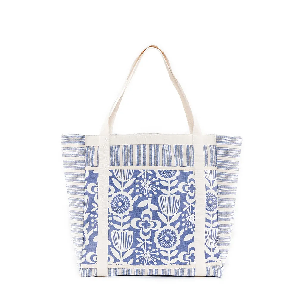 Sabai Atomic Floral Hat Beach Bag Indigo