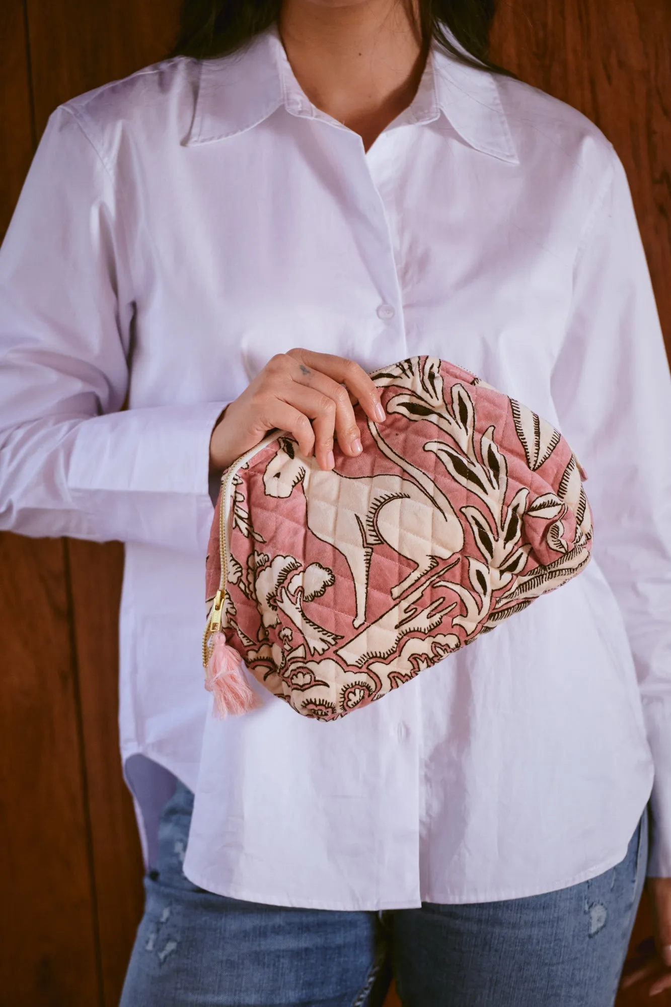 Sphinx Pink Velvet Pouch