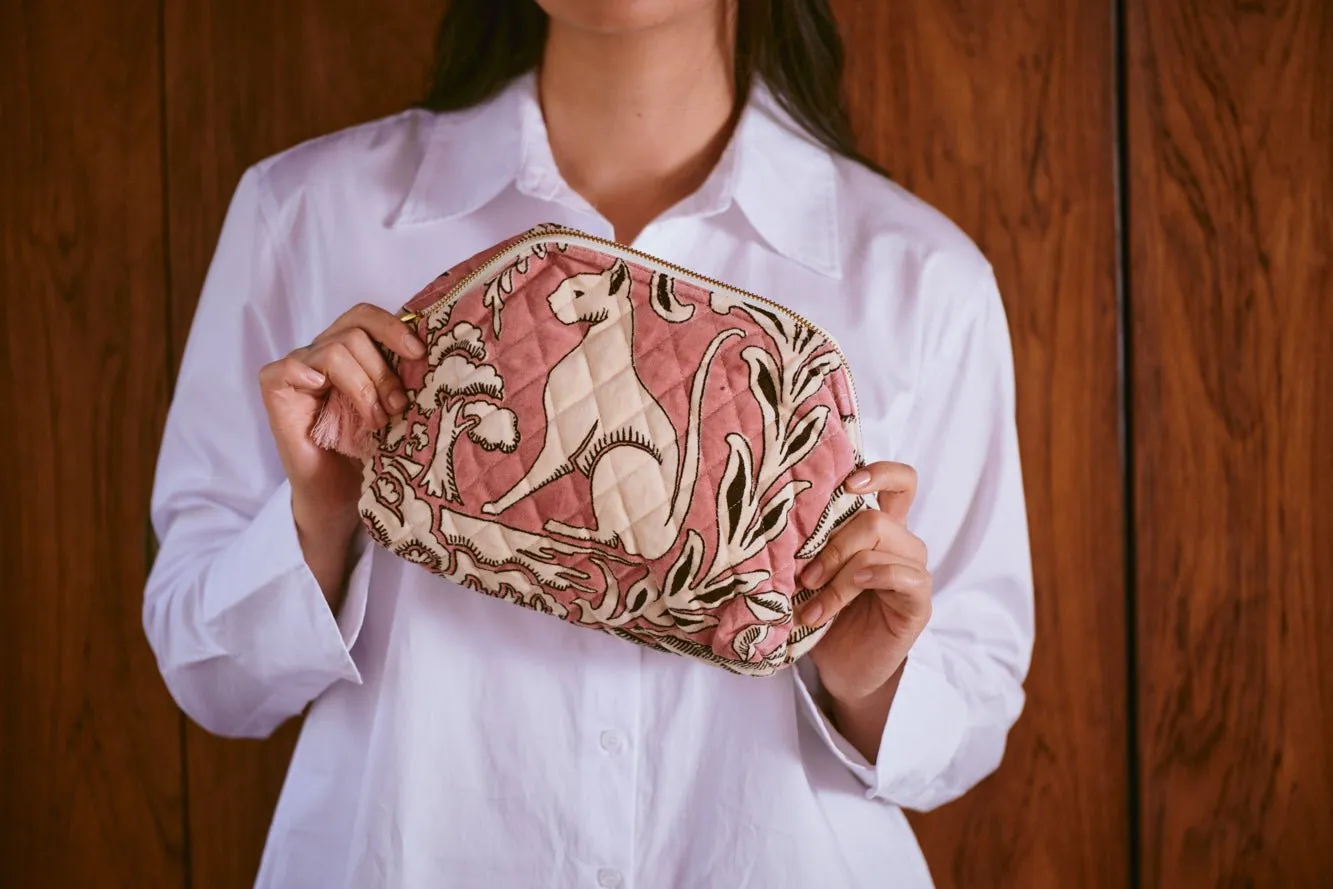 Sphinx Pink Velvet Pouch
