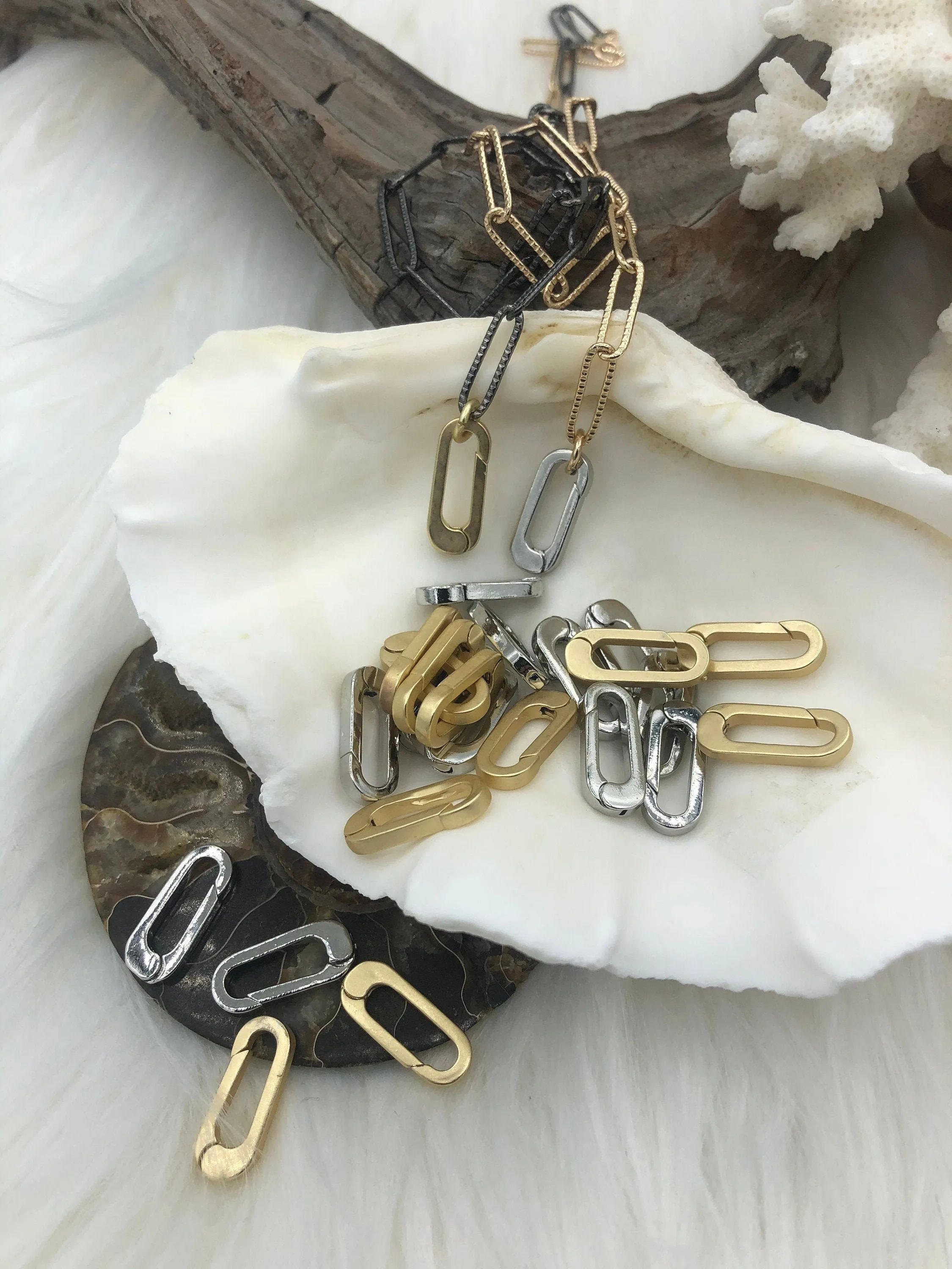 Spring Gate Clasp Brass ,Gate Clasp, Push Clasp, Spring Gate Oval. Spring Clasp, Spring Gate Pendant. Necklace Building Extender Fast Ship