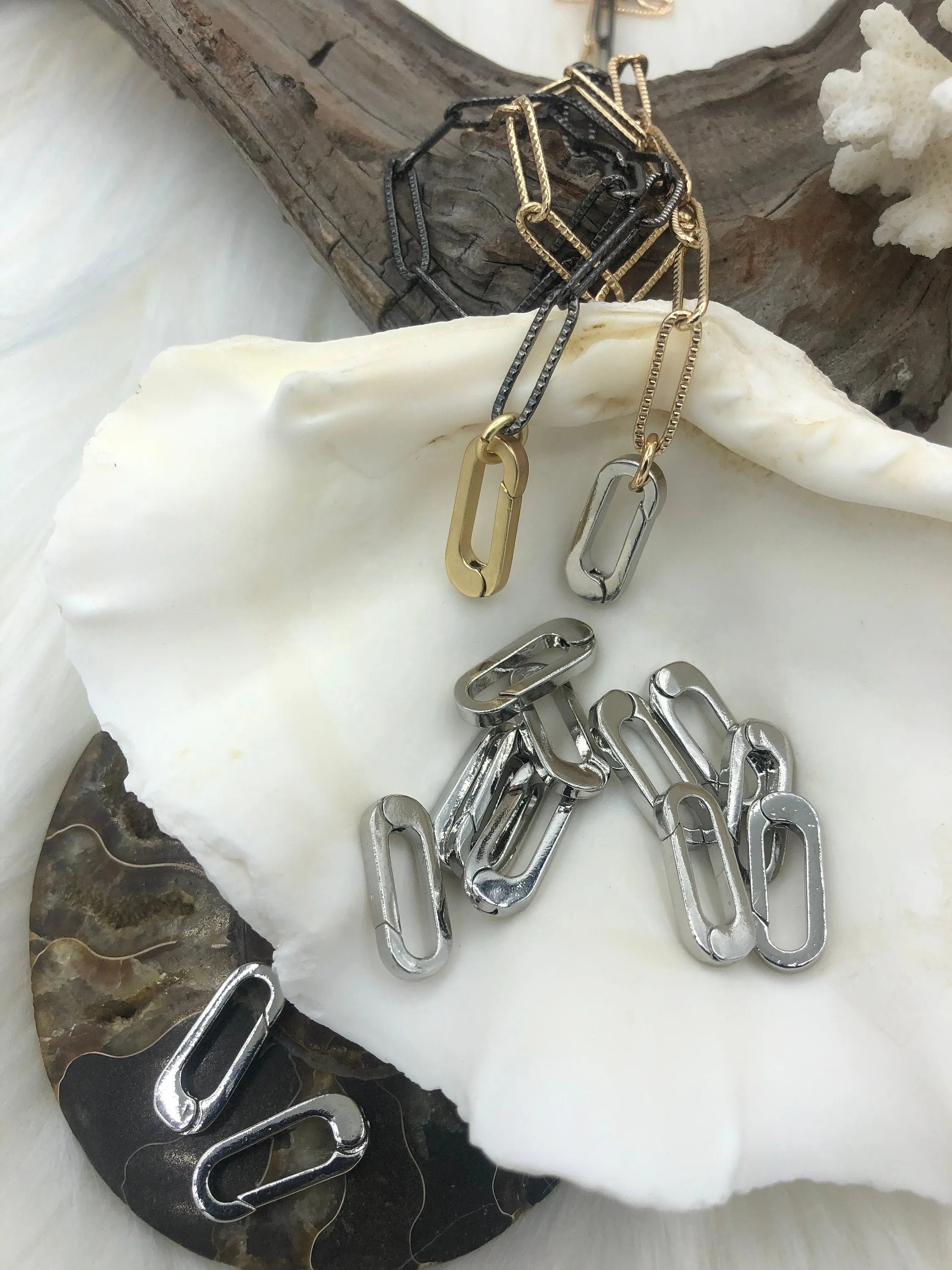 Spring Gate Clasp Brass ,Gate Clasp, Push Clasp, Spring Gate Oval. Spring Clasp, Spring Gate Pendant. Necklace Building Extender Fast Ship