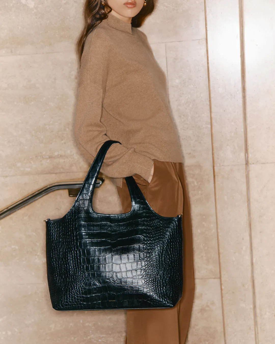 Premium 13-Inch Croco Embossed System Tote Bag
