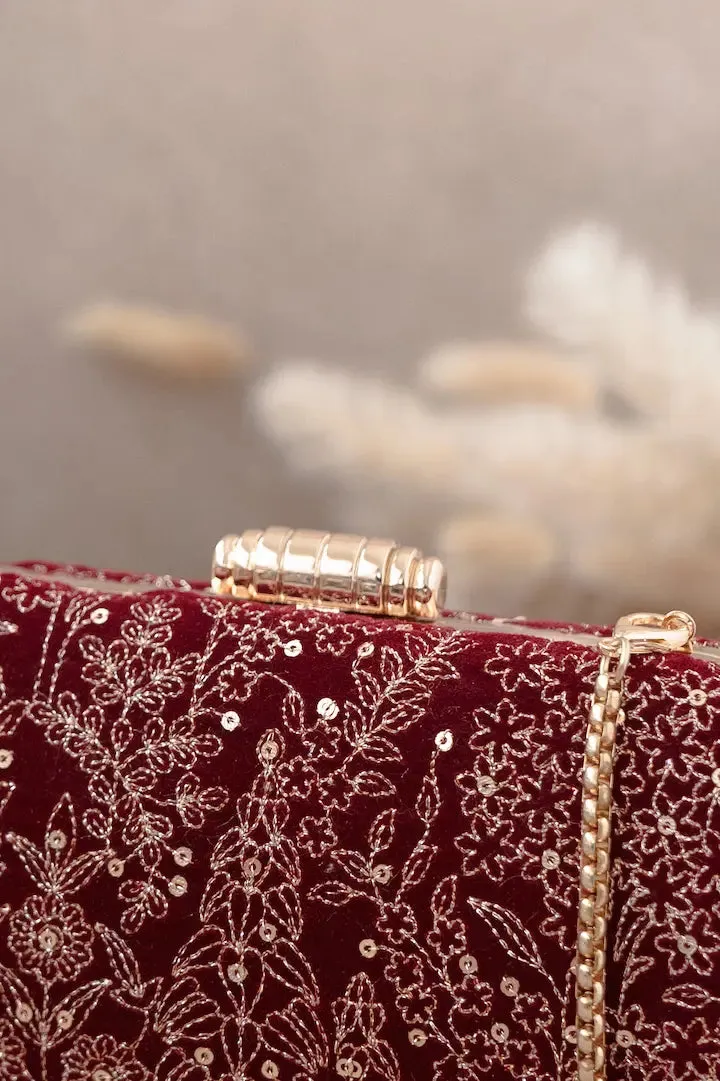 Thea Velvet Embroidered Clutch