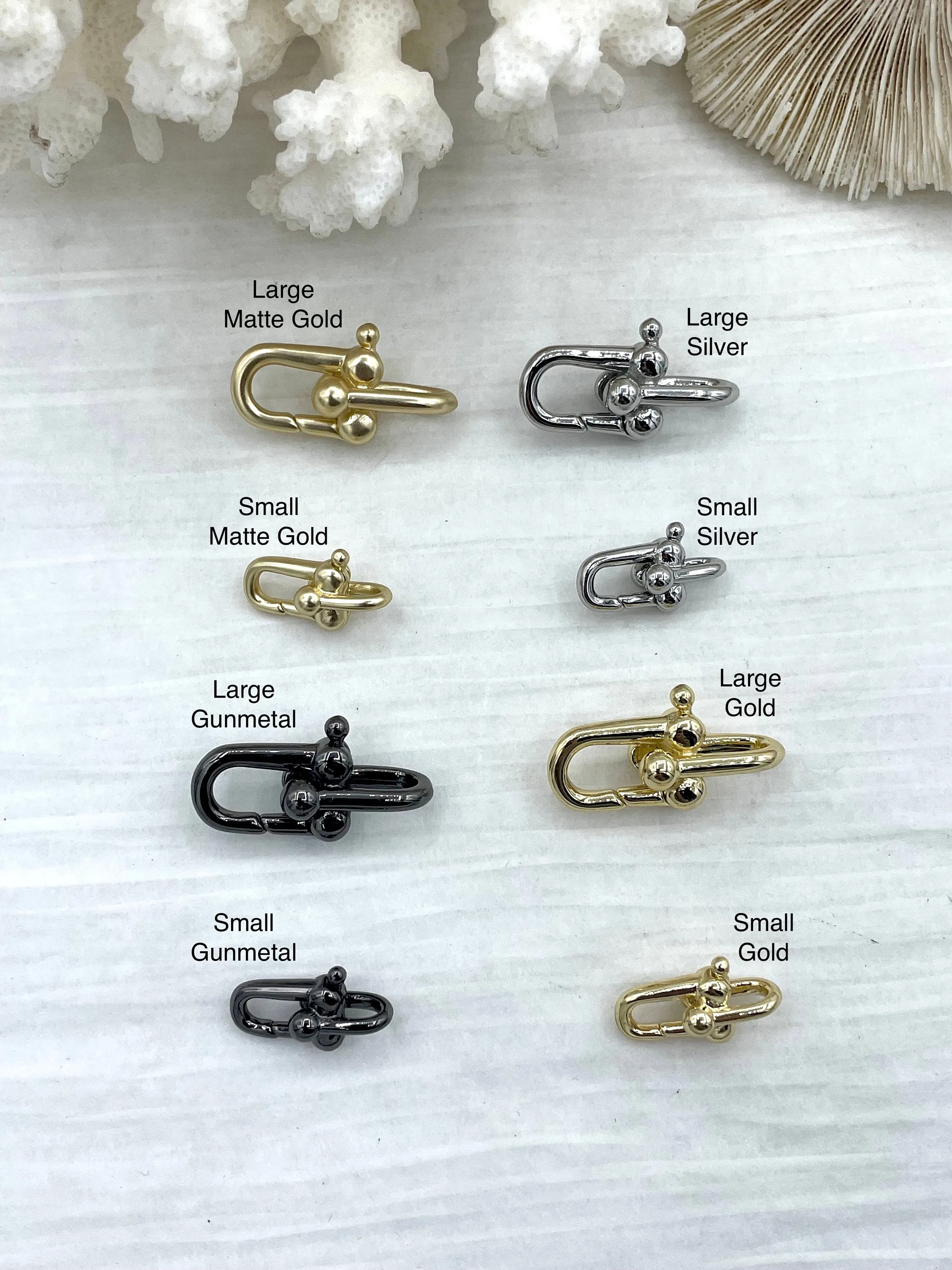 U Shape Lobster Clasp, U Carabiner Clasp, U Spring Clasp, U Chunky Horse Shoe Chain U Link Clasp in  2 sizes, 4 finishes Fast Ship.