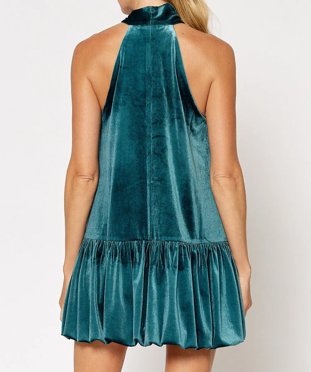 Velvet Halter Mini Dress