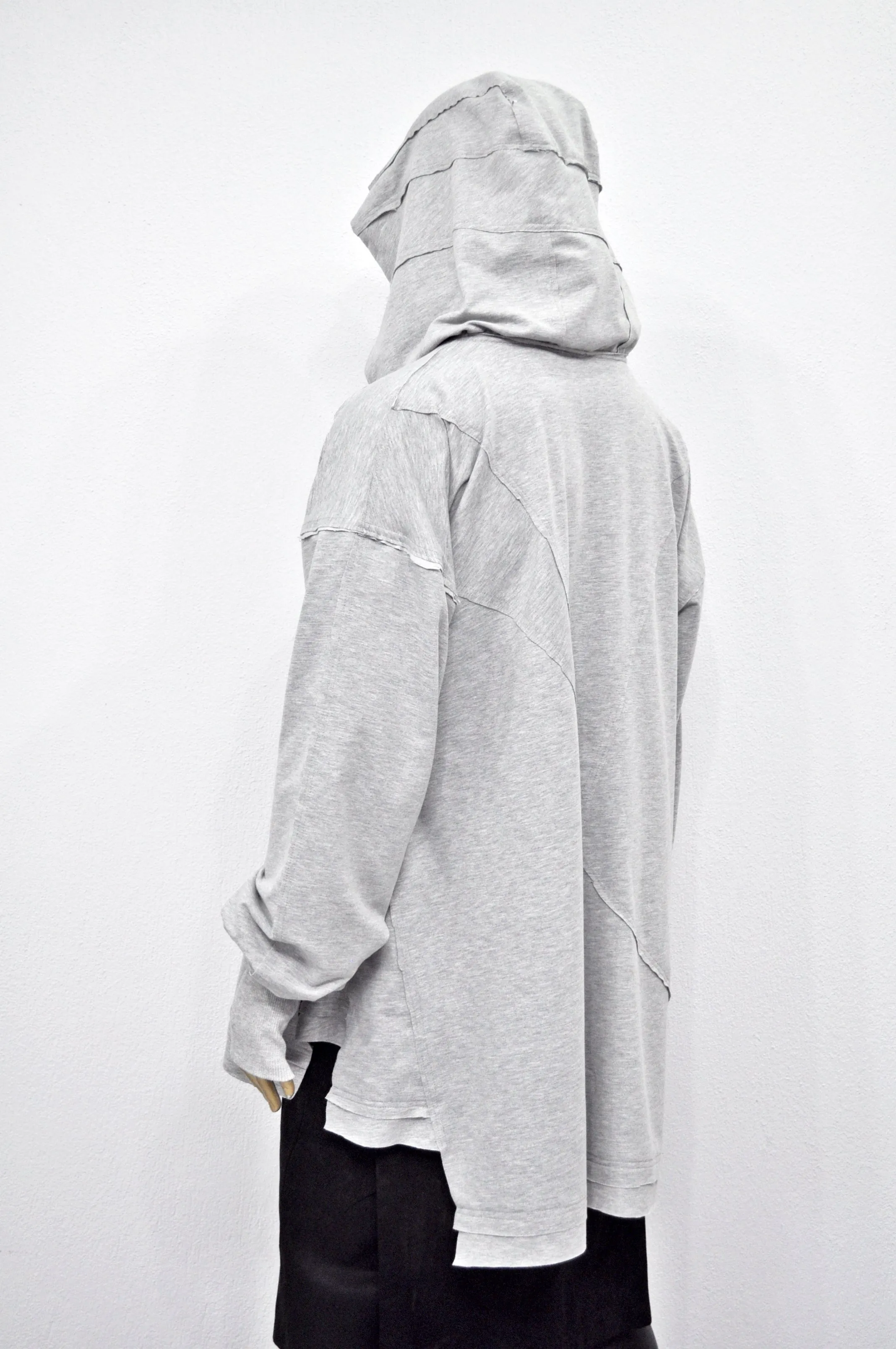 XS-8XL Men's Distressed Structured Hooded Turtleneck Sweatshirt-BB0159