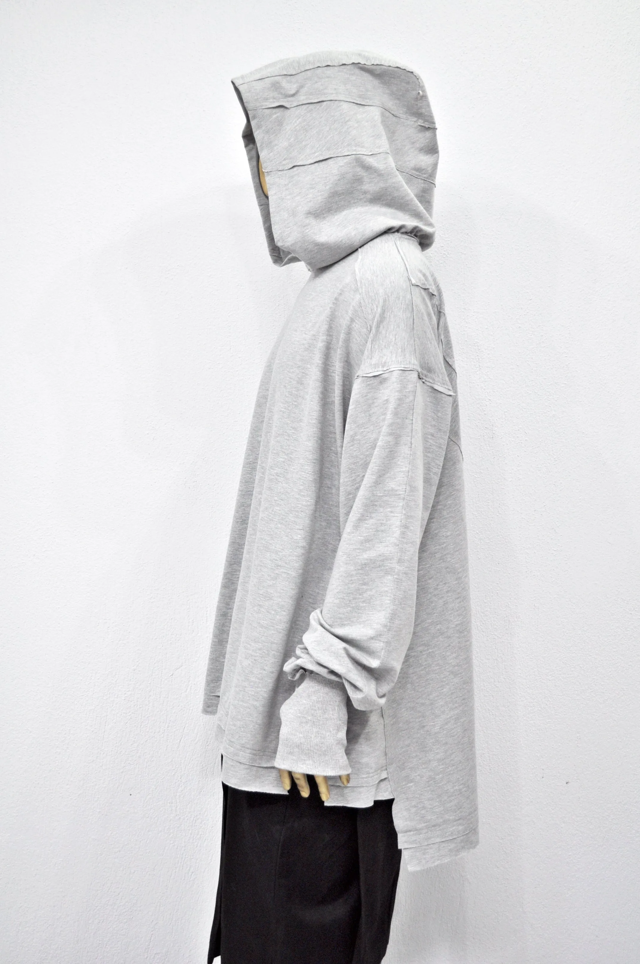 XS-8XL Men's Distressed Structured Hooded Turtleneck Sweatshirt-BB0159