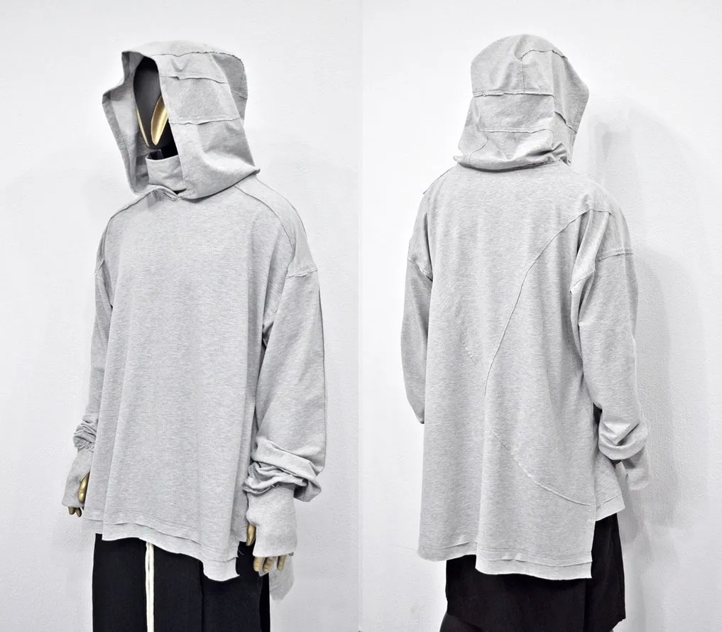 XS-8XL Men's Distressed Structured Hooded Turtleneck Sweatshirt-BB0159