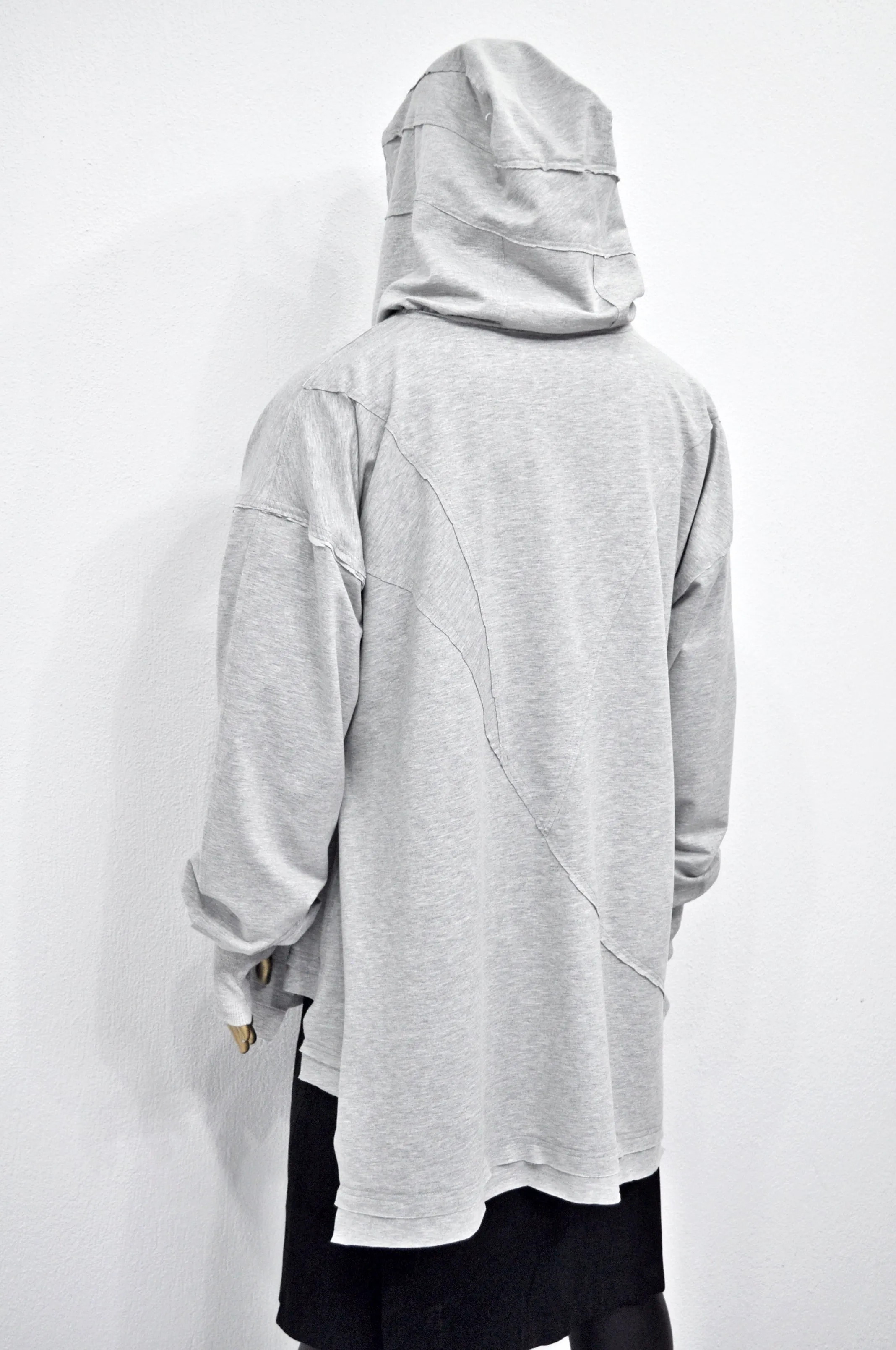 XS-8XL Men's Distressed Structured Hooded Turtleneck Sweatshirt-BB0159