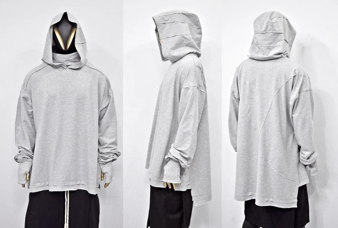 XS-8XL Men's Distressed Structured Hooded Turtleneck Sweatshirt-BB0159