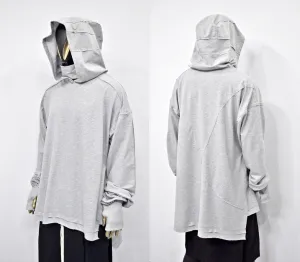 XS-8XL Men's Distressed Structured Hooded Turtleneck Sweatshirt-BB0159
