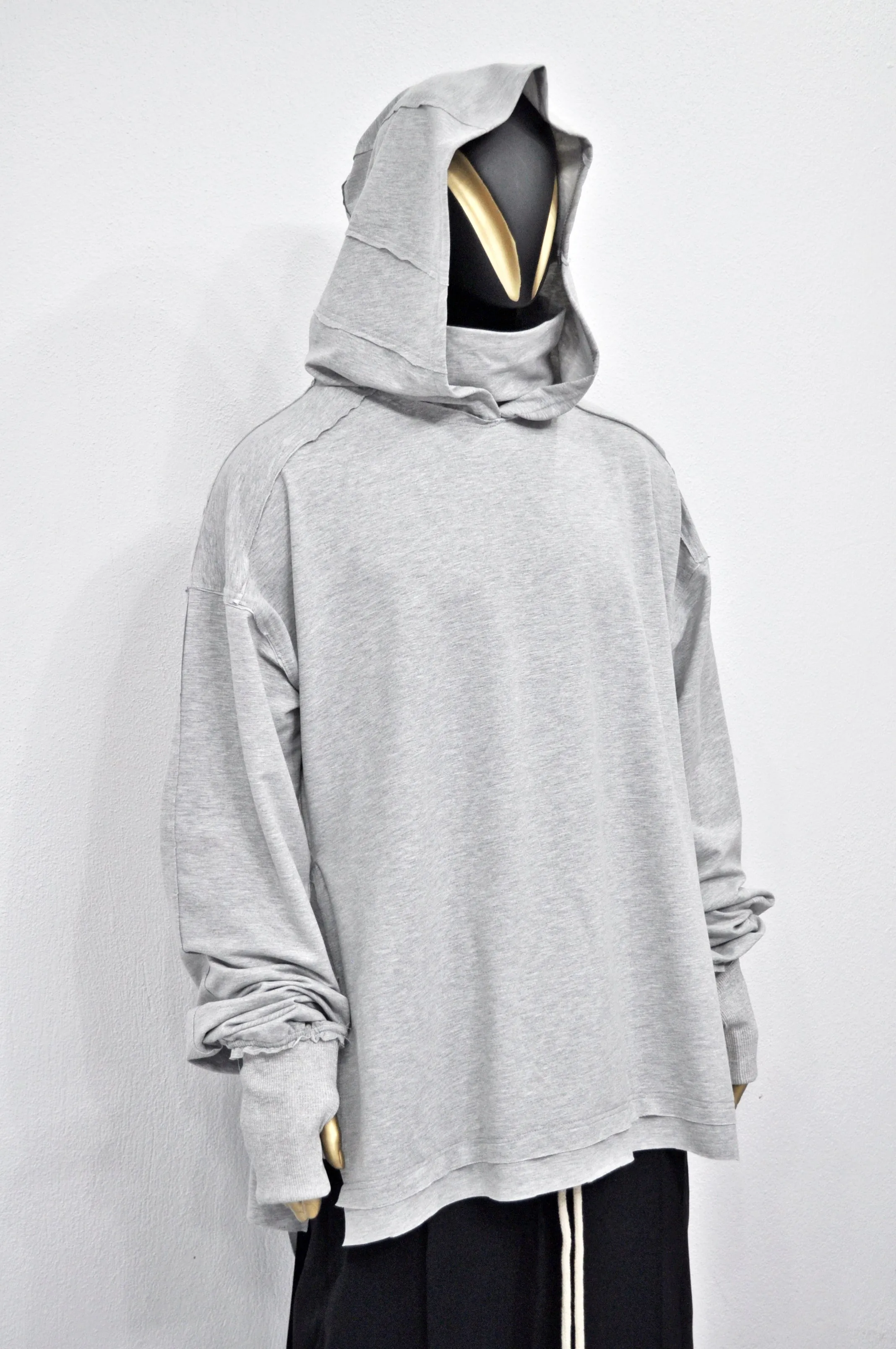 XS-8XL Men's Distressed Structured Hooded Turtleneck Sweatshirt-BB0159